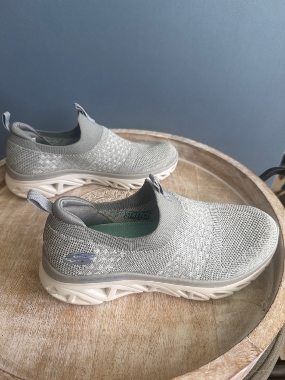 Skechers Women’s Gray Knit Slip-On Memory Foam Sneakers - Picture 4 of 6